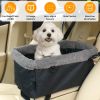 Small Dog Seat with Harness Center Console Pet Booster Seat Travel Car Seat with Side Pocket Cotton Velvet Cushion for Dogs Up to 9LBS