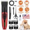 Pet Grooming Kit Rechargeable Cordless Dog Grooming Clippers Low Noise Electric Dog Trimmer Shaver Hair Cutter w/ 4 Guide Combs Scissors Oil