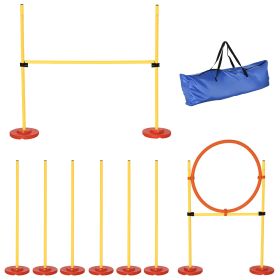 Dog Agility Training Equipment Set with Adjustable Weave Poles Jumping Ring High Jump Portable 3PCs