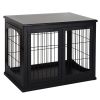 Modern Wooden Dog Crate Furniture Double Door for Small Dogs Stylish Black