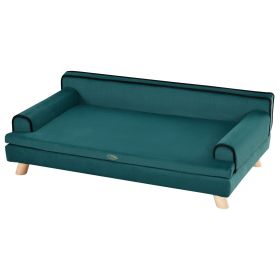 Dog Couch for Large Dogs, Dog Couch bed Large w/ Washable Cover, Wooden Legs, Soft Pet Couch for Comfort Sleep, Teal