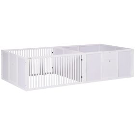 Wooden Whelping Box for Dogs, Adjustable Entrance, Large Puppy Playpen, 81" x 39" x 20", White