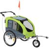 Dog Bike Trailer 2-In-1 Pet Stroller with Canopy Storage Pockets Green