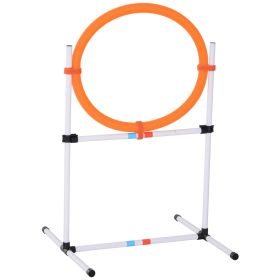 PawHut Dog Agility Training Jump Ring Tire Hoop Set Hurdle Bar Speed Equipment White Orange