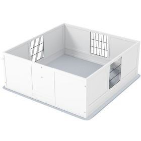 Dog Whelping Box with Washable Pee Pad, Adjustable Height Door, for Large Breed Dogs, 49" x 47" x 19"