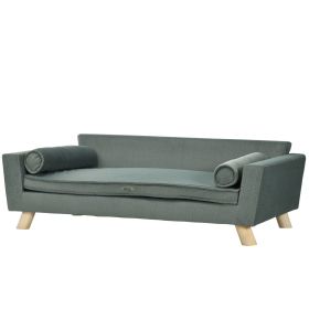 Dog Couch with Removable Pillows, Foam Pet Sofa, Cat Sofa with Removable Washable Cushion & Water-Resistant Fabric, Gray