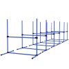 6 Piece Dog Agility Set with Adjustable Height Jump Bars, Carry Bag, Displacing Top Bar, Blue