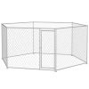 Outdoor Dog Run 13.4 x 11.5 ft with Lockable Door for Medium Large Dogs Silver