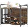 Furniture Style Large Dog Crate with 360Â° & Adjustable Raised Feeder for Dogs 48"