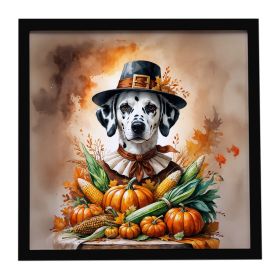 Dalmatian Thanksgiving Framed Metal Print Bathroom, Kitchen, Office, Home Decor Wall Art Ready to Hang, Square, 8X8