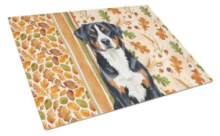 Greater Swiss Mountain Dog Heirloom Fall Glass Cutting Board Decorative Tempered Glass Kitchen Cutting and Serving Board Large Size Chopping Boar