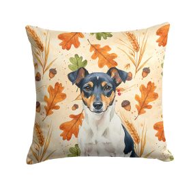 Tricolor Rat Terrier Heirloom Fall Throw Pillow Decorative Indoor Outdoor Accent Cushion for Couch, Bed or Patio, 18Hx18W