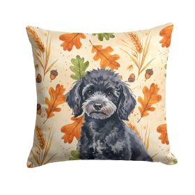 Toy Black Poodle Heirloom Fall Throw Pillow Decorative Indoor Outdoor Accent Cushion for Couch, Bed or Patio, 18Hx18W