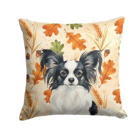 Black and White Papillon Heirloom Fall Throw Pillow Decorative Indoor Outdoor Accent Cushion for Couch, Bed or Patio, 18Hx18W