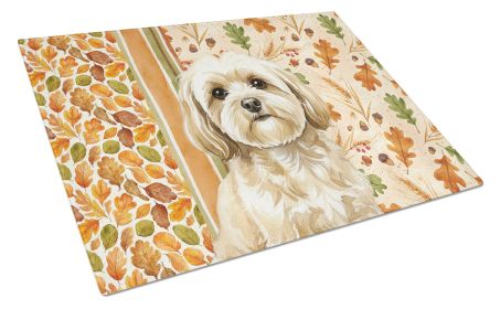 Cream Lhasa Apso Heirloom Fall Glass Cutting Board Decorative Tempered Glass Kitchen Cutting and Serving Board Large Size Chopping Board