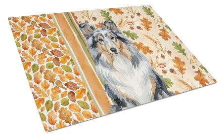 Blue Merle Sheltie Heirloom Fall Glass Cutting Board Decorative Tempered Glass Kitchen Cutting and Serving Board Large Size Chopping Board