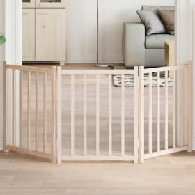 Dog Gate Foldable 3 Panels 59.1 " Solid Wood Fir