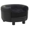 Dog Sofa Black Faux leather, plush, solid fir wood