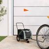 Pet Bike Trailer Grey and Black Oxford Fabric, Iron, PVC Sturdy