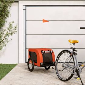 Pet Bike Trailer Orange and Black Oxford Fabric, Iron, PVC