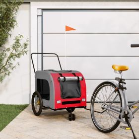 Pet Bike Trailer Red and grey Oxford fabric, iron, PVC Small