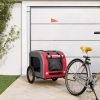 Pet Bike Trailer Red and Grey Oxford fabric, Iron, PVC Compact