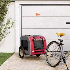Pet Bike Trailer Red and Grey Oxford fabric, Iron, PVC Compact