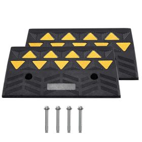 Rubber Curb Ramp 2 Pack, 5" Rise Height Heavy-Duty 33069 lbs/15 T Capacity Threshold Ramps, Driveway Ramps with Stable Grid Structure for Cars