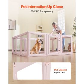 Dog Whelping Box, 60x59x23 in Transparent Plastic Dog Whelping Pen for X-Large Sized Dogs, Waterproof Puppy Playpen with Windows & Door Lock