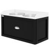 Pet Feeding Station Pet Dish Bowl Set with Storage, 2 Elevated Dog Bowls for Large Sized Dogs, White and Black