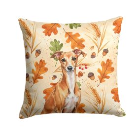 Red Italian Greyhound Heirloom Fall Throw Pillow Decorative Indoor Outdoor Accent Cushion for Couch, Bed or Patio, 18Hx18W