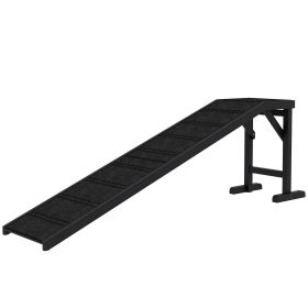 Dog Ramp w/ Non-Slip Carpet and Top Platform, 74" x 16" x 25", Black