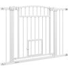 30"-41" Extra Wide Walk Through Dog Gate w/ Cat Door, 3-Inch & 5.5-Inch Extension Kits, 30" High