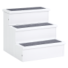 3 Step Wooden Carpeted Non Slip Pet Stairs Ramp for Cats and Small Dogs - White