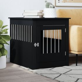 Dog Crate Furniture Black Engineered Wood 25.4x31.5x28.0 in