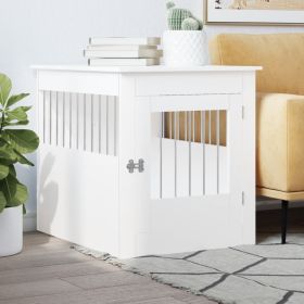 Dog Crate Furniture White Engineered wood Medium Locks