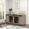 71" Modern Dog Kennel Furniture with Removable Divider, Storage, for 2 Small Dogs or 1 Large Dog, Walnut