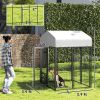 Welded Wire Outdoor Dog Kennel with 360° Rotating & 4 Levels Adjustable Bowls, Waterproof Cover, 3.9' x 3.9' x 6