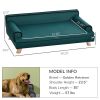 Dog Couch for Large Dogs, Dog Couch bed Large w/ Washable Cover, Wooden Legs, Soft Pet Couch for Comfort Sleep, Teal