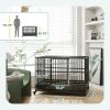 48" Heavy Duty Dog Crate Metal Cage Kennel with Lockable Wheels, Double Door and Removable Tray, gray