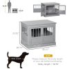 Wooden Dog Crate, Dog Furniture End Table with Triple Doors Steel Tubes Pewter Gray