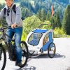 2-In-1 Blue Dog Bike Trailer & Pet Stroller, with Canopy & Storage Pockets, Safe and Comfortable