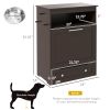 Pet Feeder Station Storage Cabinet, Dog Food Storage Container with Dog Raised Bowls, Watering Supplies, Gray