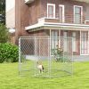 9.2' x 8' x 5.6' Dog Kennel Outdoor for Medium and Large-Sized Dogs with Lockable Door, Silver