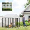 Outdoor Dog Kennel with Roof with Escape-proof Lock, UV-Resistant & Waterproof Cover, 6' x 6' x 6', Silver