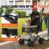 Pet Stroller, 4 Wheels Dog Stroller Rotate with Brakes, 44lbs Weight Capacity, Puppy Stroller with Reversible Handlebar, Storage Basket and Zipper