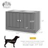 Large Elevated Dog Bowls with 44L Storage Cabinet, Raised Pet Food Bowl Stand & Feeding Station, Gray