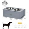 Elevated Dog Bowls with Storage, 2 Stainless Steel Bowls, for Medium Dogs, Gray