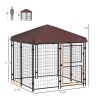 Outdoor Dog Kennel 4.6x5 with Waterproof Canopy and Large Door Silver