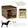 Elegant Wooden Pet Crate Table with Plush Cushion, Side Entry, Removable Door, Brown